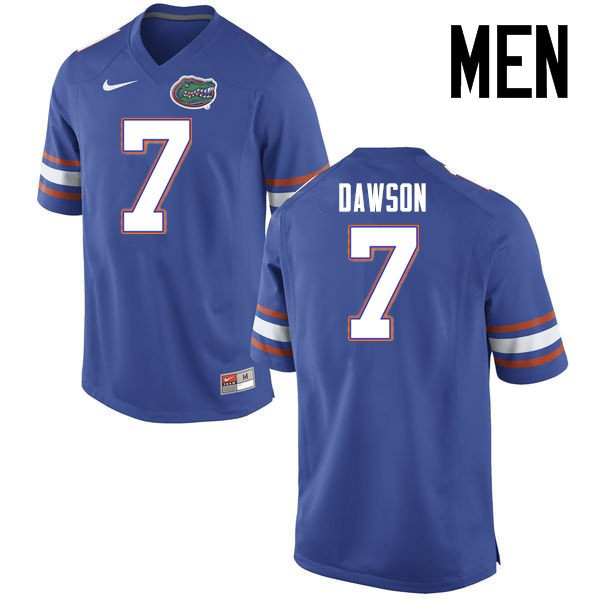 Men's NCAA Florida Gators Duke Dawson #7 Stitched Authentic Nike Blue College Football Jersey KFE5865YR